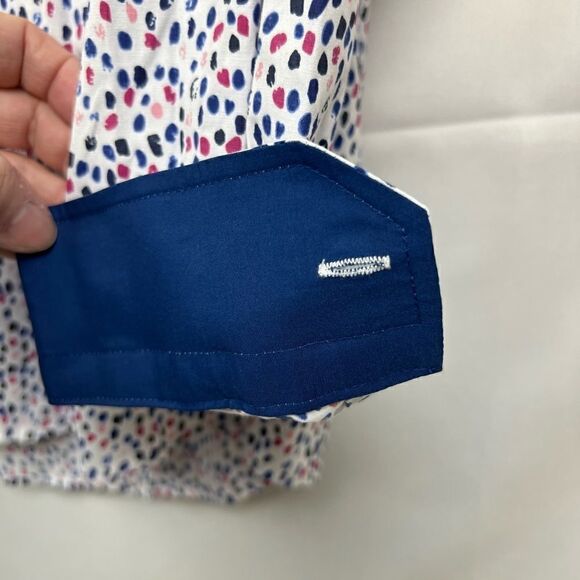 Guide London Blue/Pink/white Splatter Dot Button Down dress shirt - Picture 8 of 12